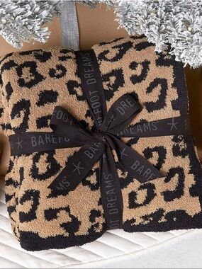 Barefoot Dreams Leopard Print Throw in Tan and Black